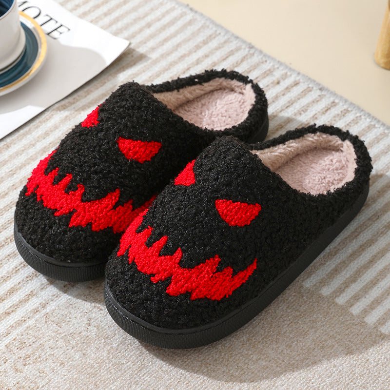 Halloween Skull Cartoon Print Warm Winter Slippers