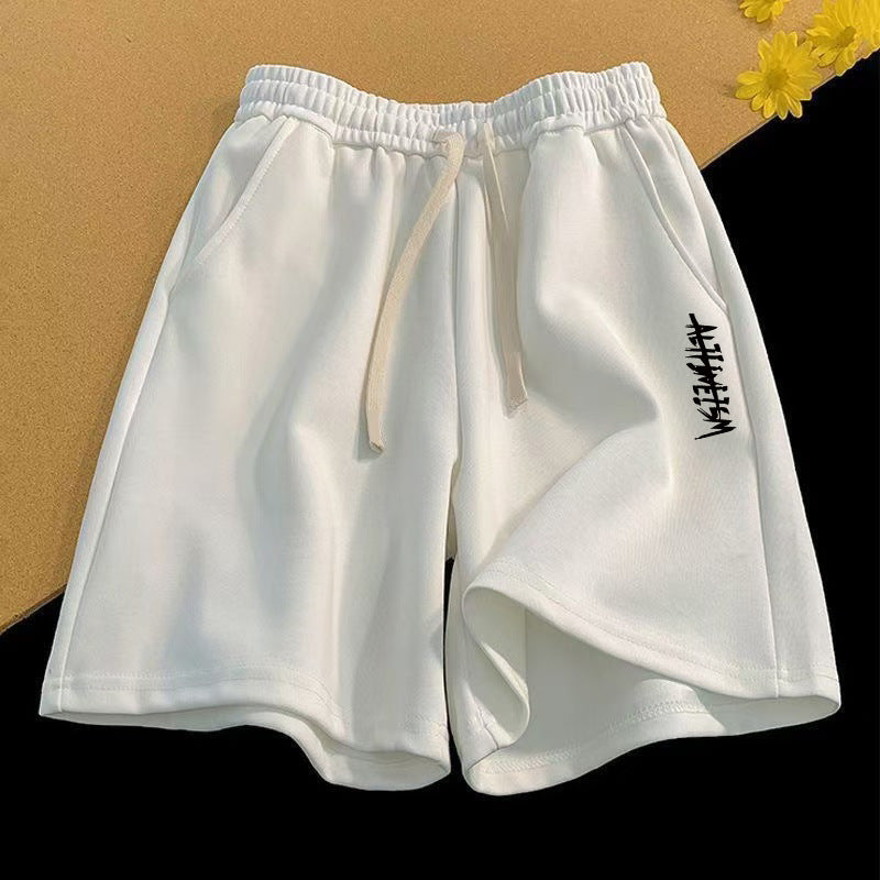 Men's Vintage Letter Print Loose Straight Shorts