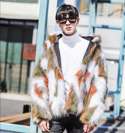 Men's Luxury Faux fur velvet cotton coat