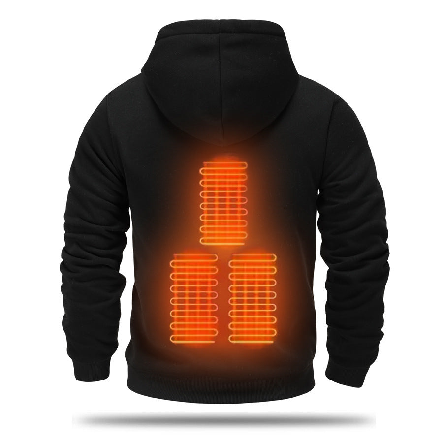 USB Heating Brushed Hoody Warm