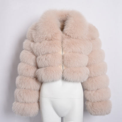 Fox Fur Short Lapel-Long Sleeve Coat