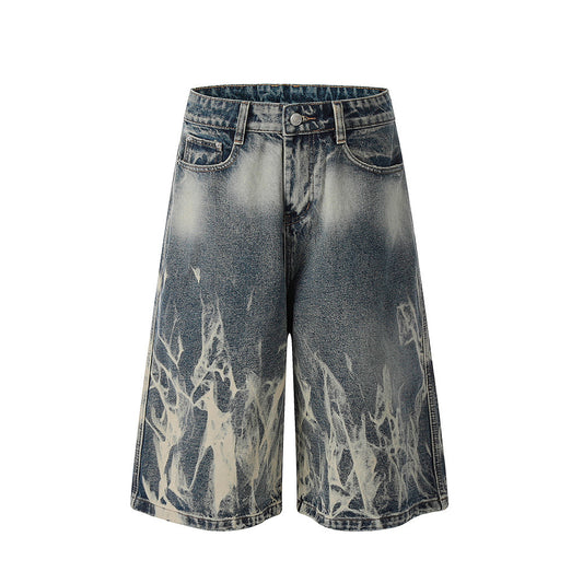 Punk Tie-dye Denim Middle Pants