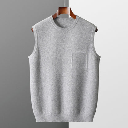 Men's Round Neck Jacquard Business Knitted Outerwear Vest