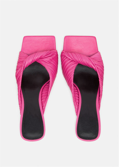 Women's Stiletto Multicolor Pleated Square Toe