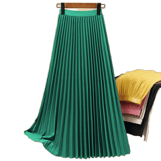 High Waist Pleated Long Skirt