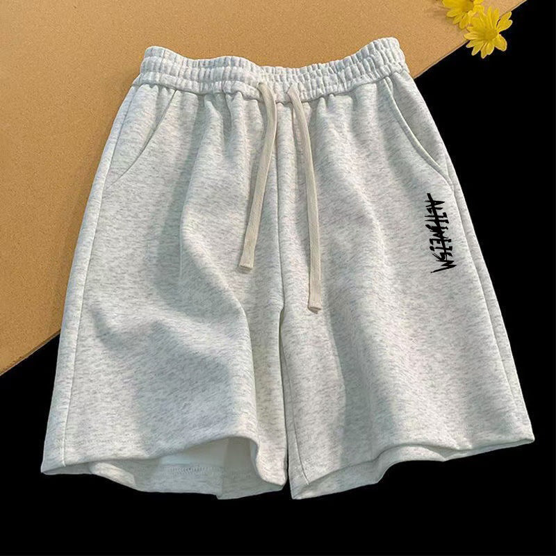 Men's Vintage Letter Print Loose Straight Shorts