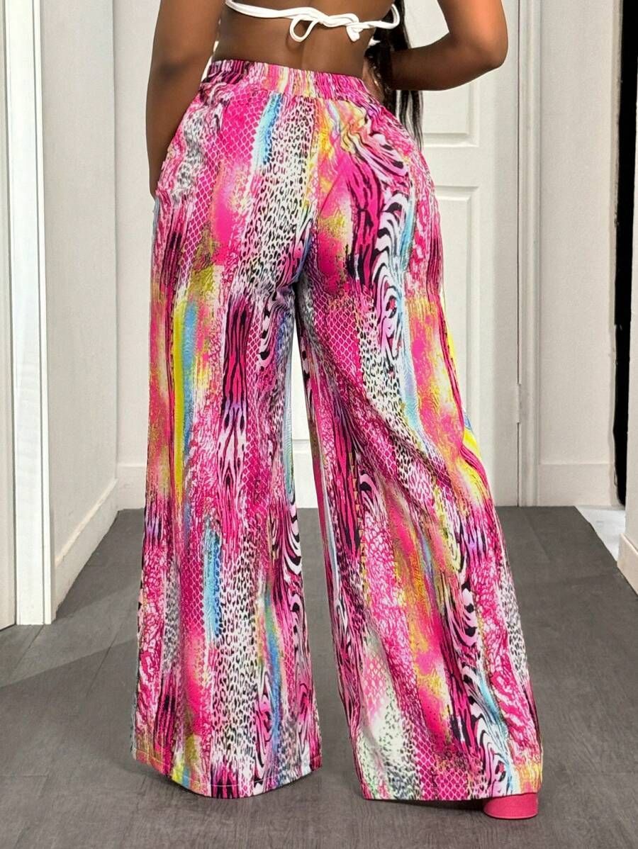 Colorful Pattern Trousers Loose Breathable Women's Trousers