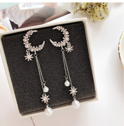 All-matching Long XINGX Tassel Full-jeweled Stud Earrings
