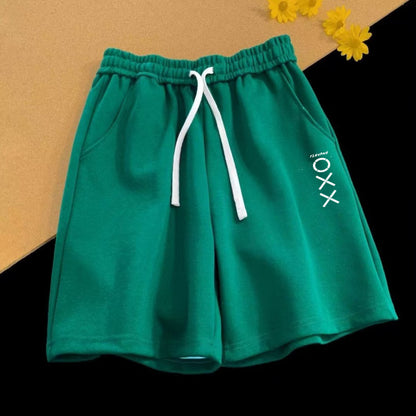 Men's Vintage Letter Print Loose Straight Shorts