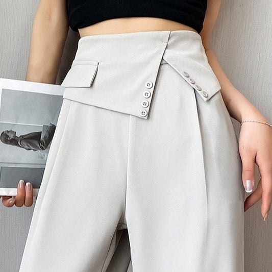 High Waist Drooping Chiffon Wide Leg Loose Straight Pants