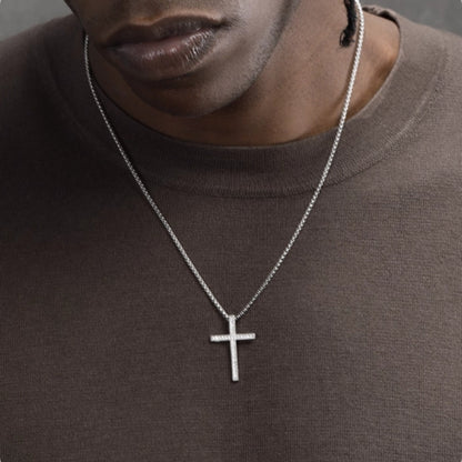 Men's 18K Gold Diamond Cross Necklace