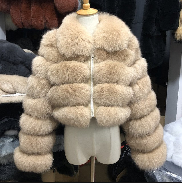 Fox Fur Short Lapel-Long Sleeve Coat