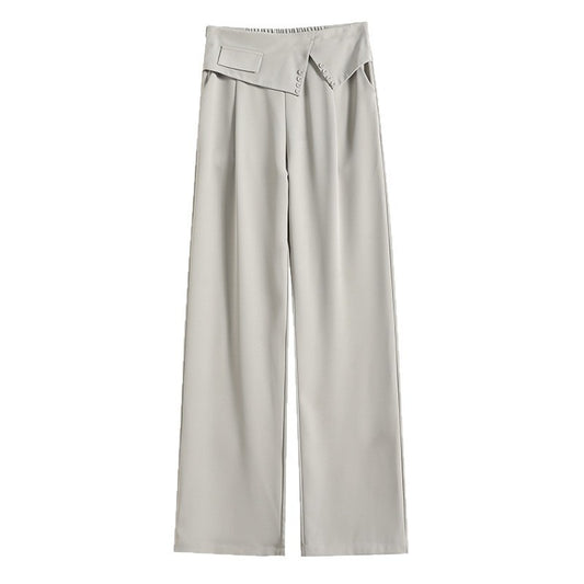 High Waist Drooping Chiffon Wide Leg Loose Straight Pants