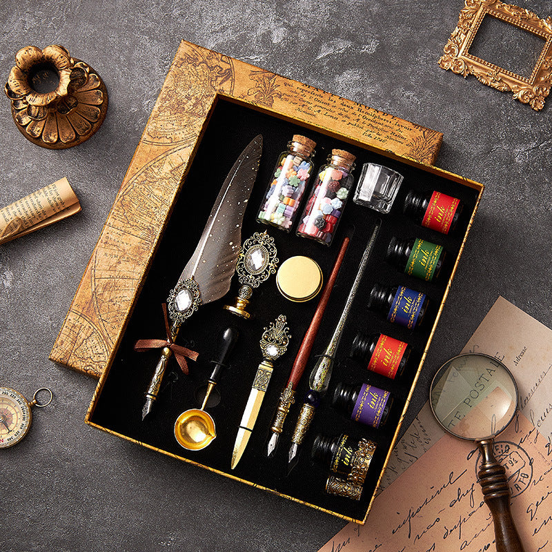 Retro Feather Pen Christmas Gift Set