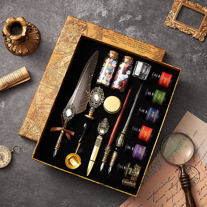 Retro Feather Pen Christmas Gift Set