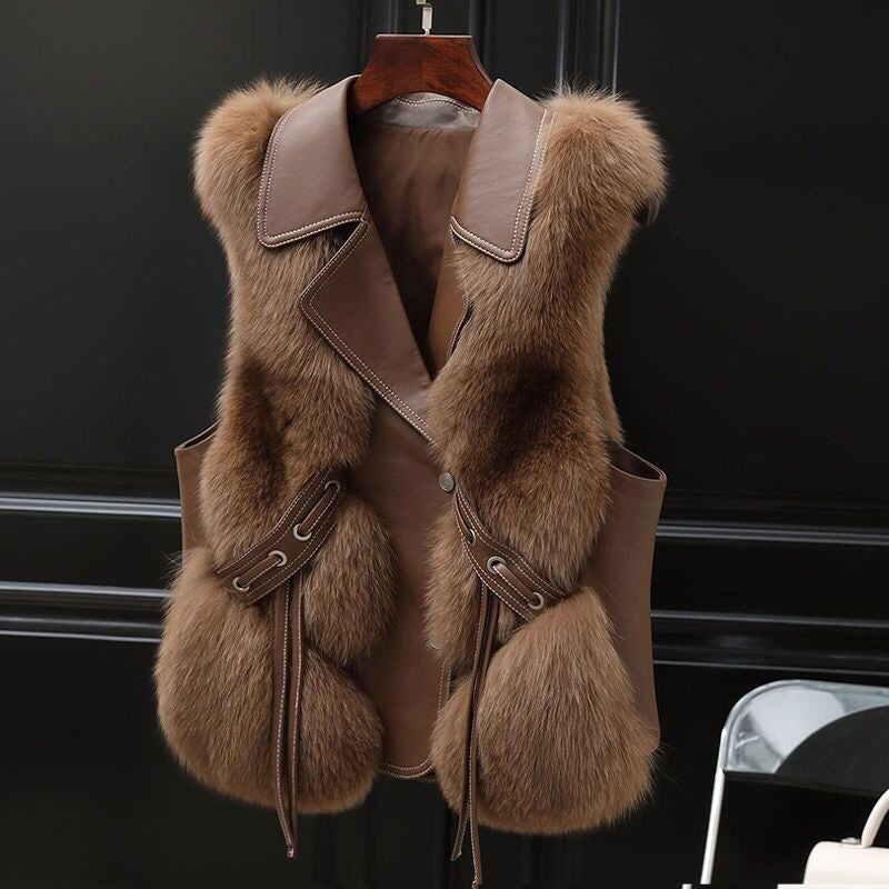 Women's Fox Fur Vest Short Coat Autumn And Winter Vest