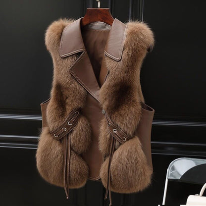 Women's Fox Fur Vest Short Coat Autumn And Winter Vest