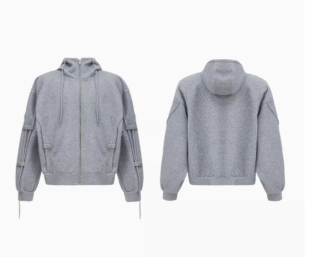 Deconstruction Drawstring Loose Hooded Sweater and High-grade Pant Suit