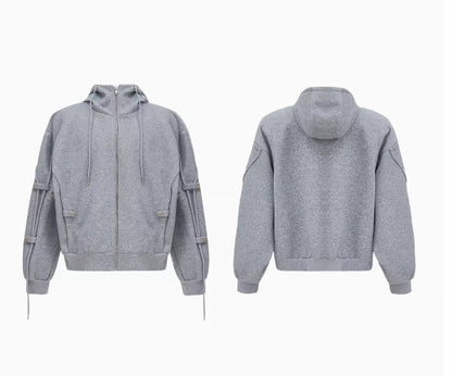 Deconstruction Drawstring Loose Hooded Sweater and High-grade Pant Suit