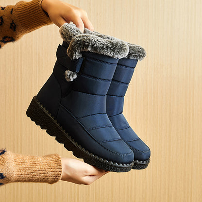 Winter Snow Warm Plush Platform  Waterproof Velcro Boots