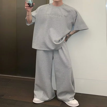 Men's Short-sleeved T-shirt Straight-leg Pants Sports Suit