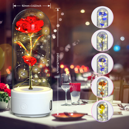 2 In 1 Rose Flowers LED Light And Bluetooth-compatible Speaker Gift Rose Luminous  Gift