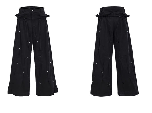 Men's Pleated Metal Rivet Pants