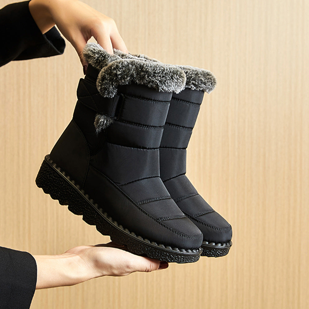 Winter Snow Warm Plush Platform  Waterproof Velcro Boots