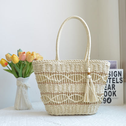 Women's Paper String Hand-woven Straw Bag