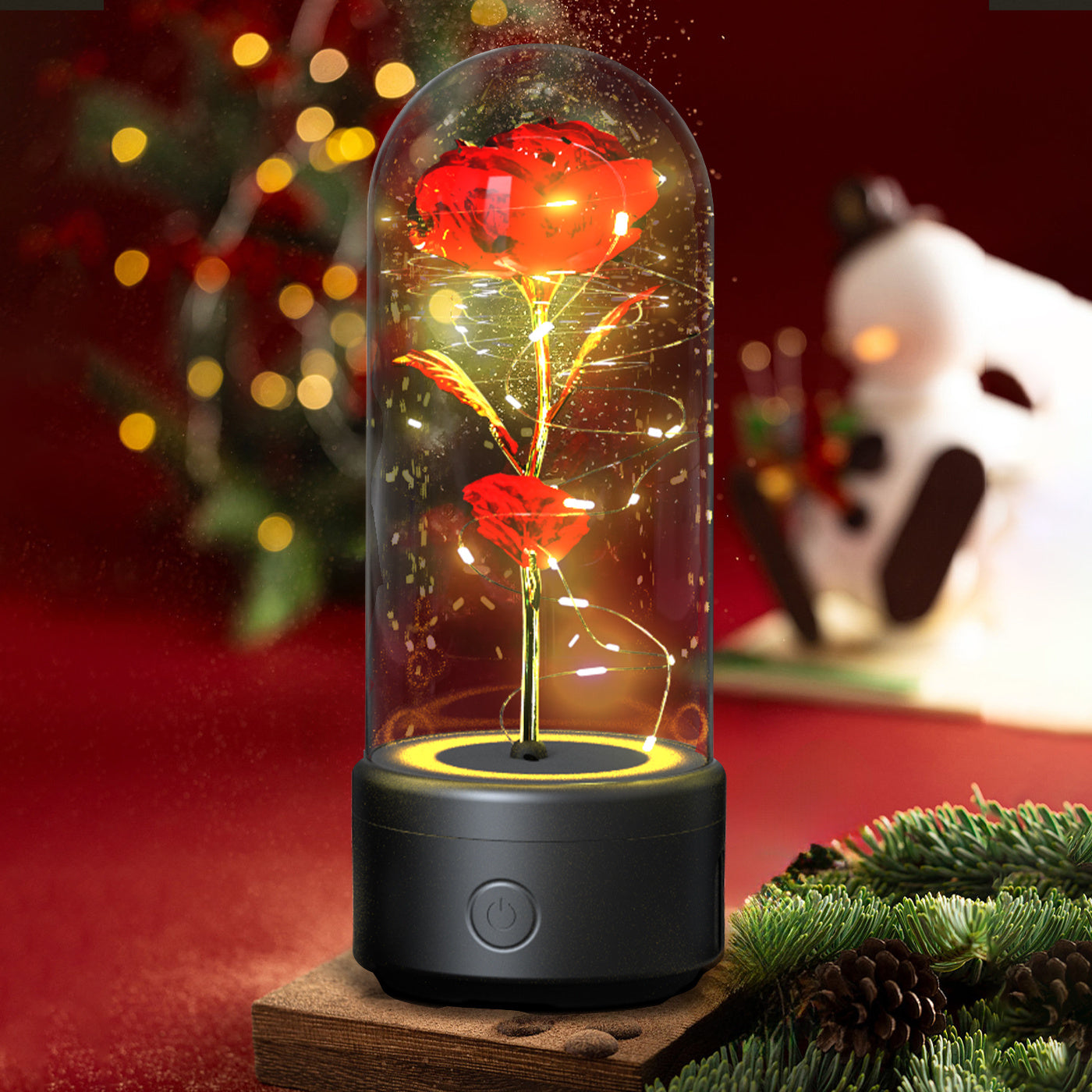2 In 1 Rose Flowers LED Light And Bluetooth-compatible Speaker Gift Rose Luminous  Gift