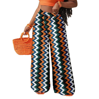 Colorful Pattern Trousers Loose Breathable Women's Trousers