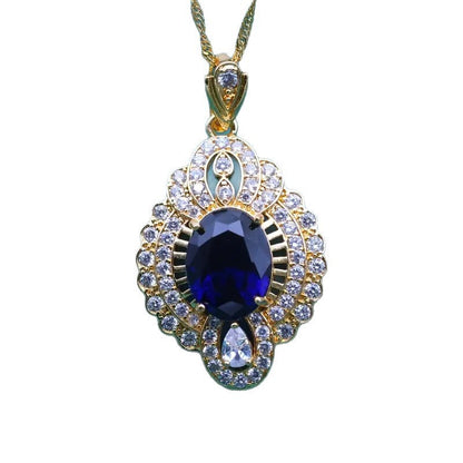 Zircon-inlaid Pendant Necklace