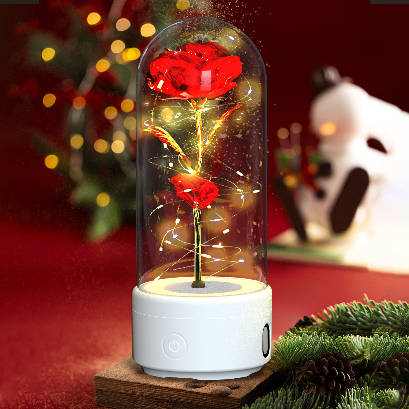 2 In 1 Rose Flowers LED Light And Bluetooth-compatible Speaker Gift Rose Luminous  Gift