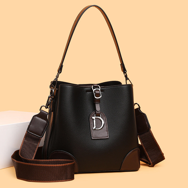 Women's Contrast Color Bucket Shoulder Bag
