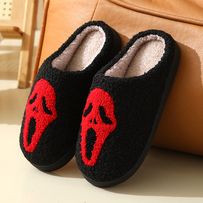 Halloween Skull Cartoon Print Warm Winter Slippers