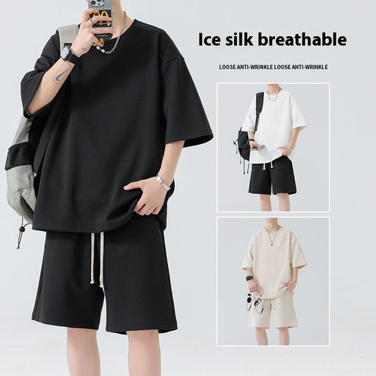 Ice Silk Breathable Round Neck Loose Leisure Suit