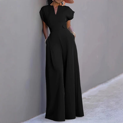 Solid Color High Waist Wide Leg Jumpsuit