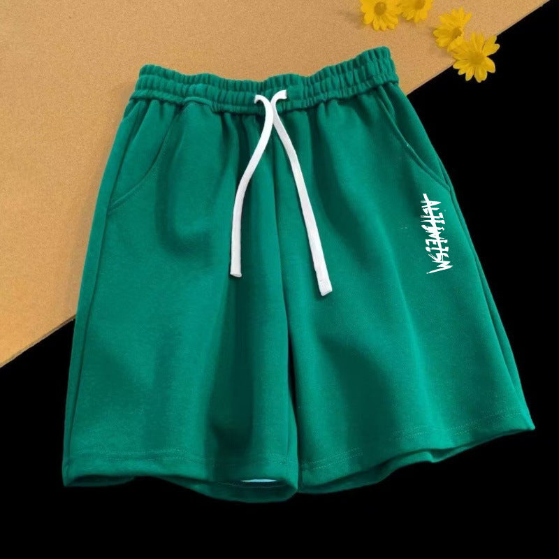 Men's Vintage Letter Print Loose Straight Shorts