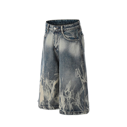 Punk Tie-dye Denim Middle Pants