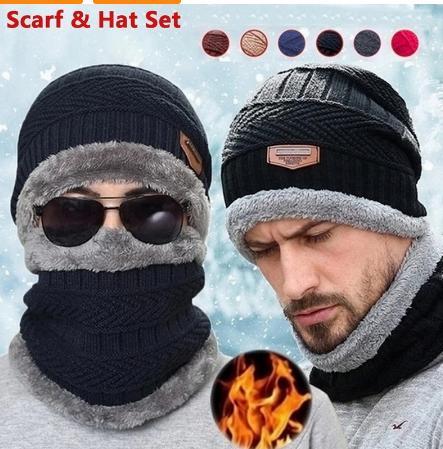 Men and Women Winter Beanie Hat Scarf Set