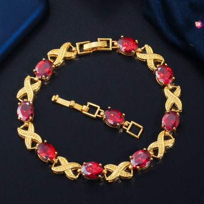 Simple Fashion AAA Zircon Bracelet Real Gold Plating