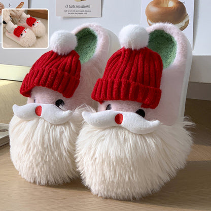 Cute Gift Christmas Santa Claus Home Winter Warm Indoor Slippers