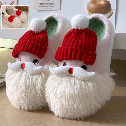 Cute Gift Christmas Santa Claus Home Winter Warm Indoor Slippers