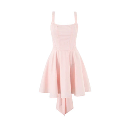 Solid Color Square Collar Sling Dress Women