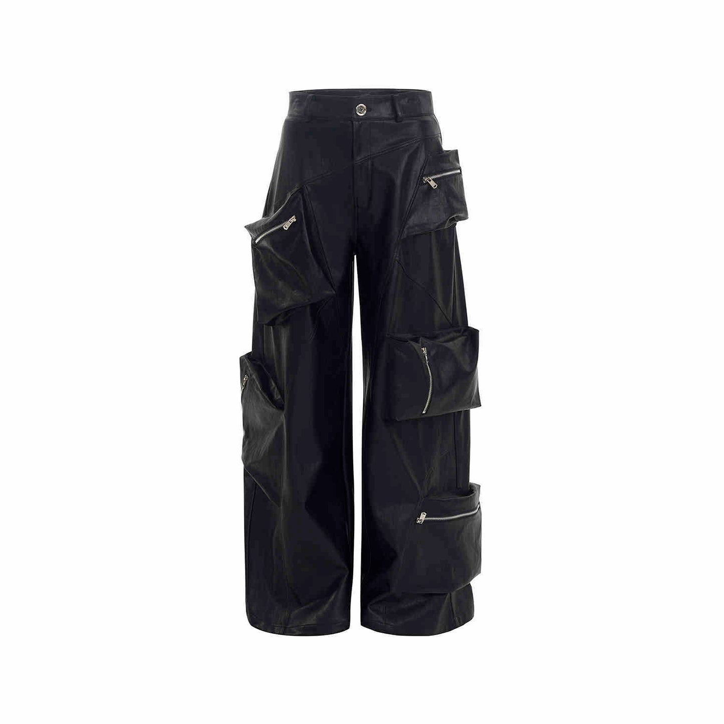Multi-pocket Heavy Black Leather Pants