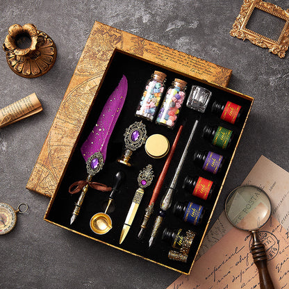 Retro Feather Pen Christmas Gift Set