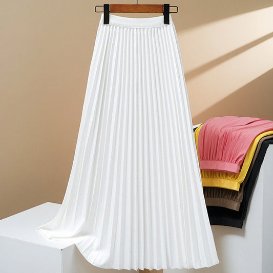 High Waist Pleated Long Skirt