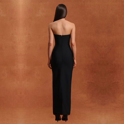 Tube Top High-end Hot Drilling Backless Long Dress