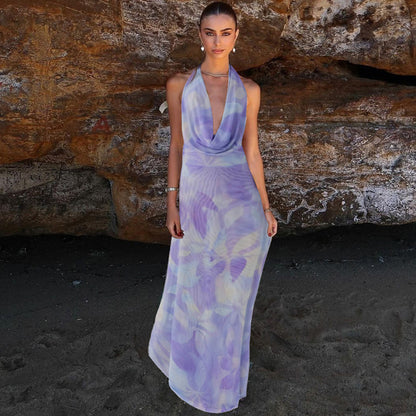 2pcs Tie Dye Printing Deep V-neck Suits Fashion