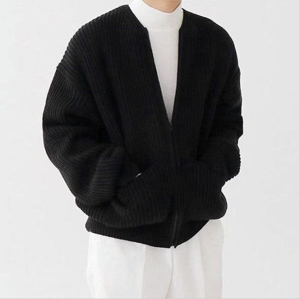 Men Zip Up Knitted Cardigan